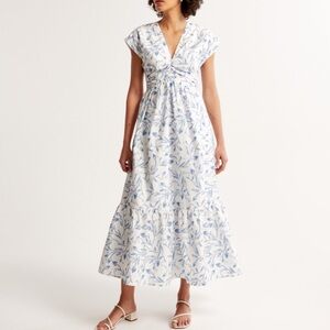 Abercrombie Cinch-Front Poplin Midi Dress size small